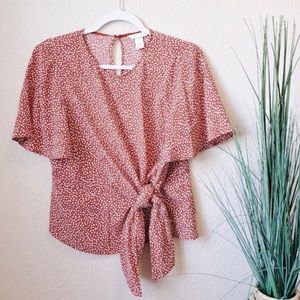H&M red floral blouse